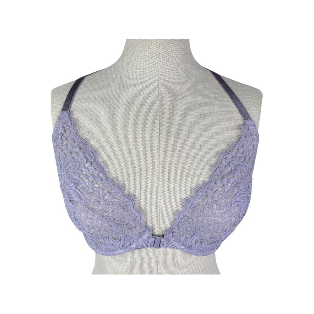Victoria's Secret Very Sexy Unlined Plunge Racerback Bra sz 32DDD * Front Close